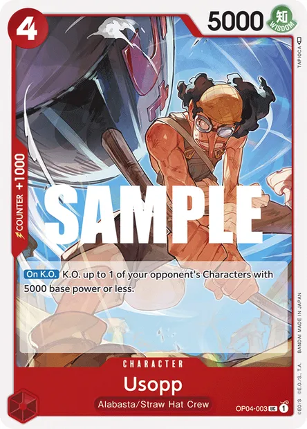 Usopp, carte One Piece OP04-003 — extension KINGDOMS OF INTRIGUE