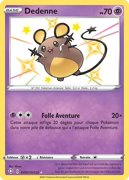 Dedenne, carte Pokémon SHF SV051 — extension Destinées Radieuses