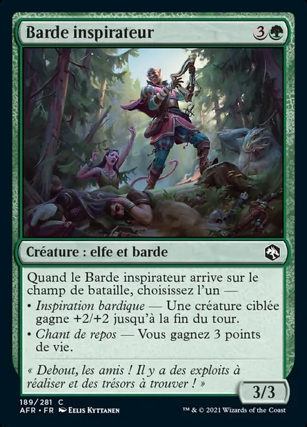 Barde inspirateur, carte Magic AFR 189 — extension Forgotten Realms: Aventures dans les Royaumes Oubliés
