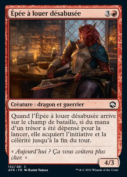 Épée à louer désabusée, carte Magic AFR 152 — extension Forgotten Realms: Aventures dans les Royaumes Oubliés