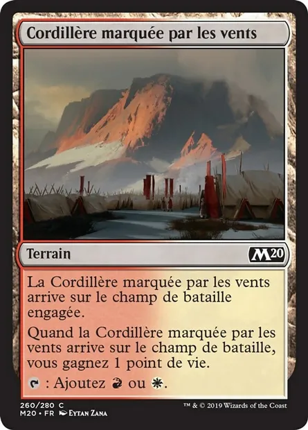 Cordillère marquée par les vents, carte Magic M20 260 — extension Core Set 2020