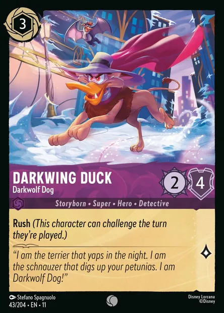 Darkwing Duck - Darkwolf Dog, Disney Lorcana card CH11-043 — Winterspell set