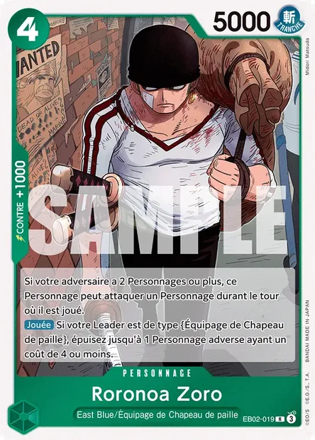 Roronoa Zoro, carte One Piece EB02-019 — extension Anime 25th Collection