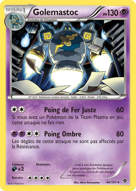 Golemastoc, carte Pokémon PLB 46 — extension Explosion Plasma