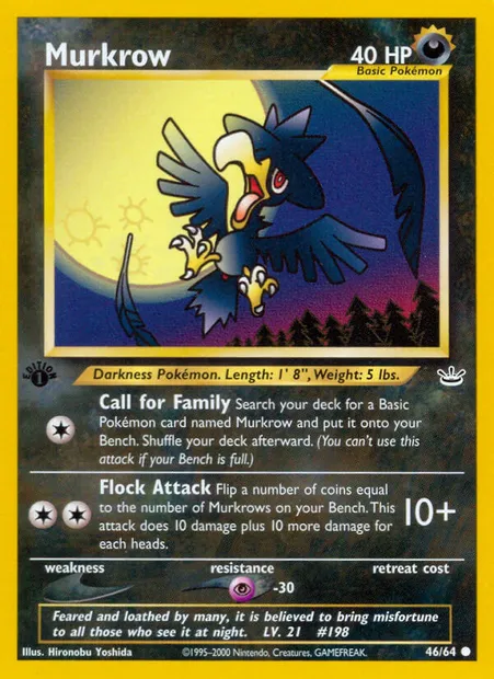 Murkrow, Pokémon card NR 46 — Neo Revelation set