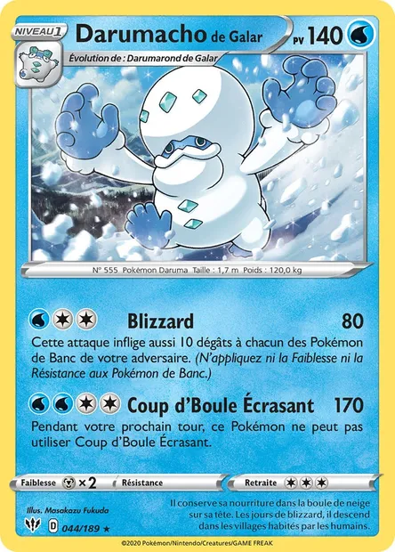 Darumacho de Galar, carte Pokémon DAA 44 — extension Ténèbres Embrasées
