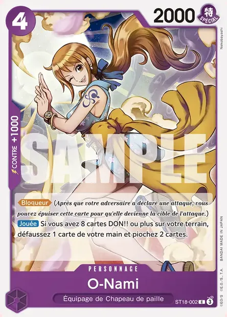 O-Nami, carte One Piece ST18-002 — extension VIOLET Monkey D. Luffy