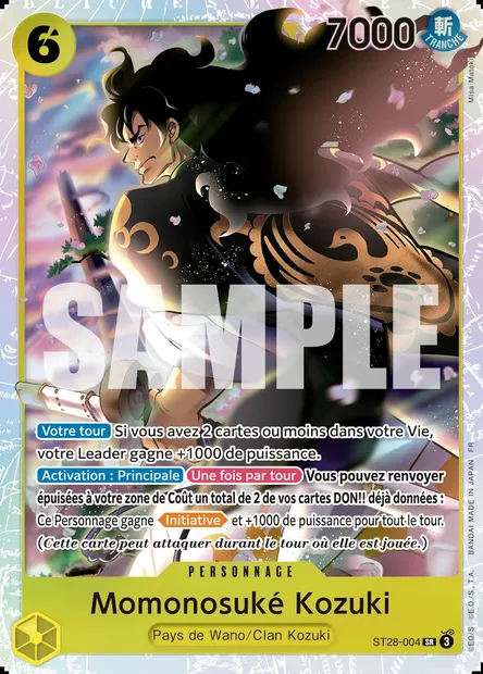 Momonosuké Kozuki, carte One Piece ST28-004 — extension VERT/JAUNE Yamato