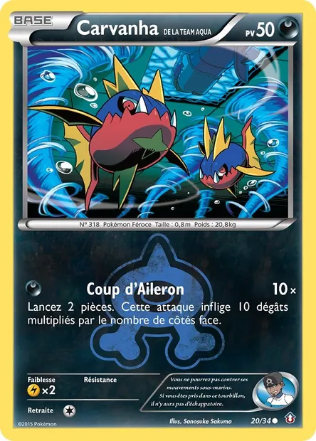Carvanha de la Team Aqua, carte Pokémon DCR 20 — extension Double Danger