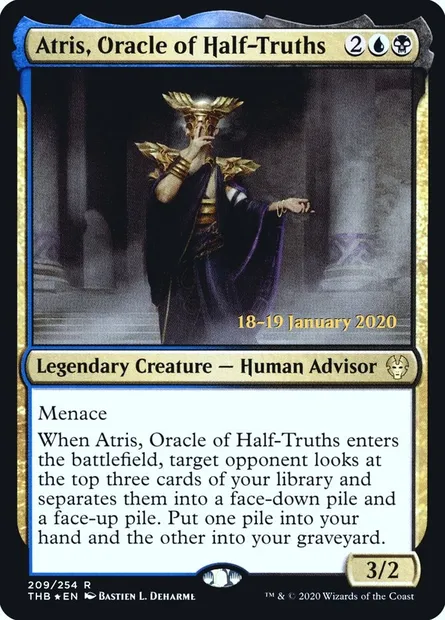 Atris, oracle des demi-vérités, carte Magic PTHB 209s — extension Theros Beyond Death Promos