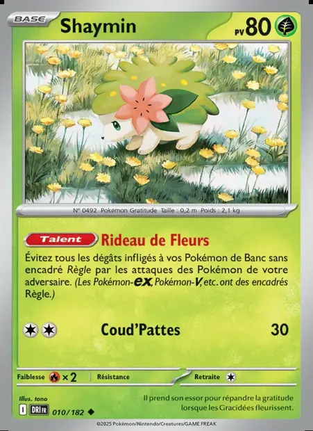 Shaymin, carte Pokémon DRI 010 — extension Rivalités Destinées