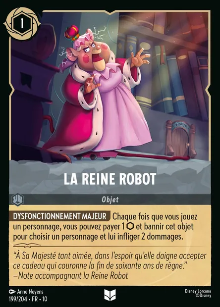 La Reine robot, carte Disney Lorcana CH10-199 — extension Lueurs dans les Profondeurs