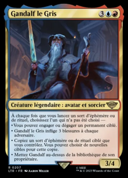 Gandalf le Gris, carte Magic LTR 207 — extension Le Seigneur des Anneaux : chroniques de la Terre du Milieu