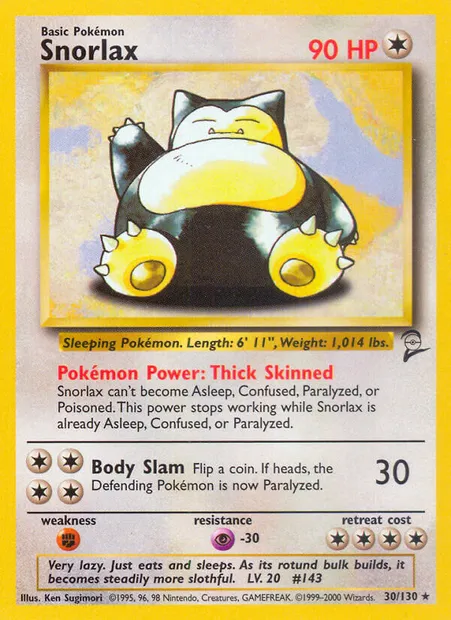 Ronflex, carte Pokémon B2 30 — extension Base Set 2