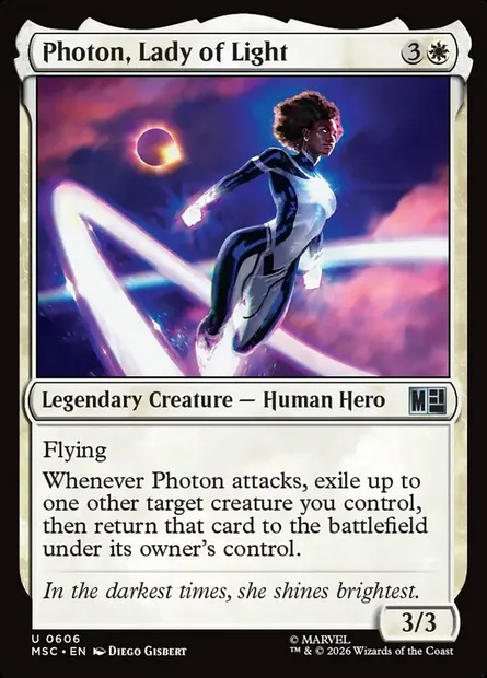 Photon, Lady of Light, Magic card MSC 606 — Marvel Super Heroes Commander set