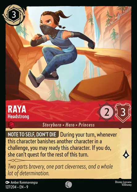 Raya - Headstrong, Disney Lorcana card CH9-127 — Fabled set