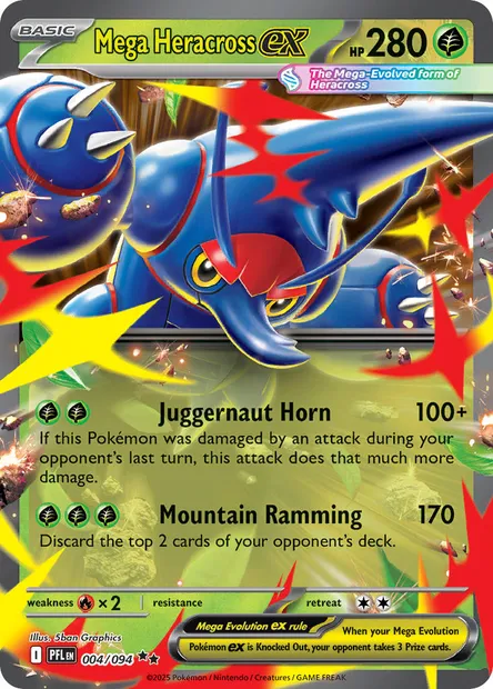 Mega Heracross ex, Pokémon card PFL 004 — Phantasmal Flames set