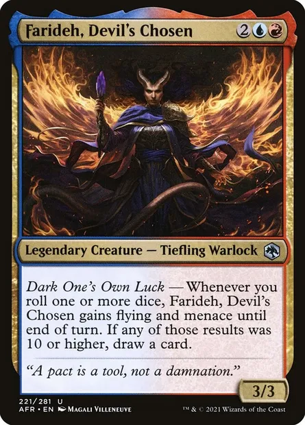 Farideh, Devil's Chosen, Magic card AFR 221 — Adventures in the Forgotten Realms set