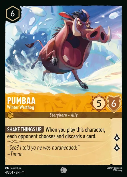 Pumbaa - Winter Warthog, Disney Lorcana card CH11-004 — Winterspell set