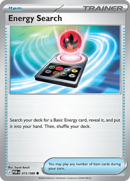 Energy Search, Pokémon card POR 072 — Perfect Order set