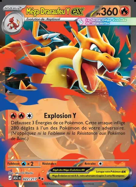 Méga-Dracaufeu Y-ex, carte Pokémon ASC 022 — extension Héros Transcendants