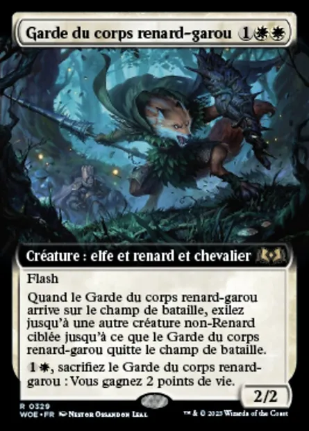Garde du corps renard-garou, carte Magic WOE 329 — extension Wilds of Eldraine