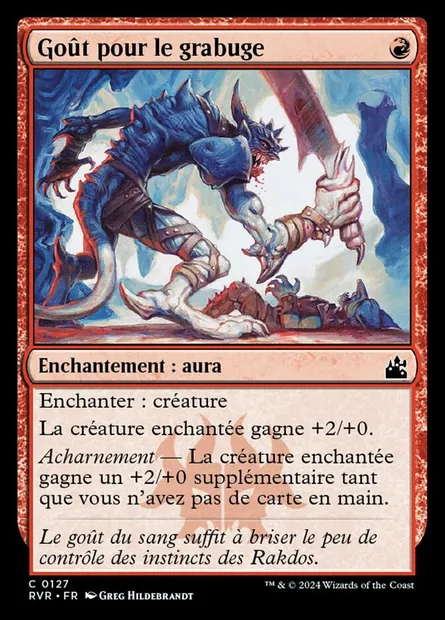 Goût pour le grabuge, carte Magic RVR 127 — extension Ravnica Remastered