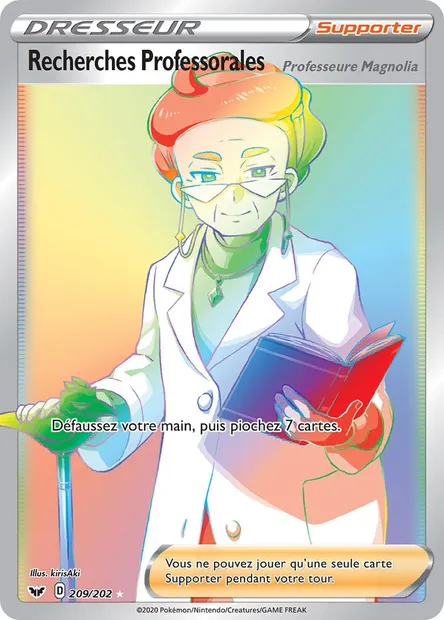 Recherches Professorales (Professeure Magnolia), carte Pokémon SSH 209 — extension Épée et Bouclier