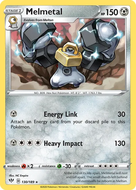 Melmetal, Pokémon card DAA 130 — Darkness Ablaze set