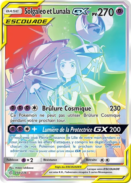 Solgaleo et Lunala GX, carte Pokémon CEC 254 — extension Éclipse Cosmique