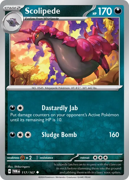 Scolipede, Pokémon card TWM 117 — Twilight Masquerade set