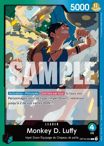 Monkey D. Luffy, carte One Piece OP16-022 — extension L'HEURE DE LA BATAILLE DÉCISIVE