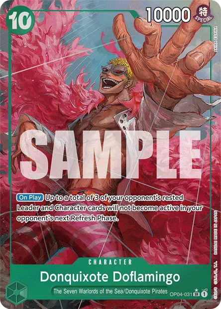 Donquixote Doflamingo, One Piece card OP04-031 — KINGDOMS OF INTRIGUE set