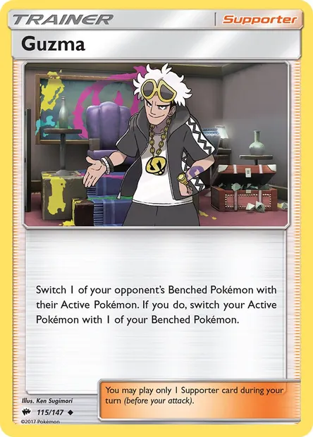 Guzma, Pokémon card BUS 115 — Burning Shadows set