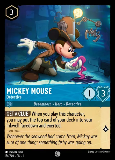 Mickey Mouse - Detective, Disney Lorcana card CH1-154 — The First Chapter set