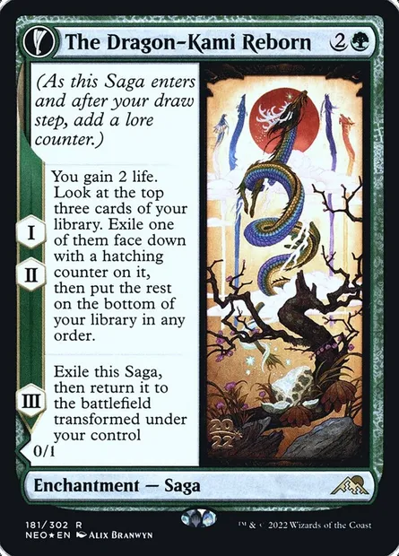 Renaissance du kami-dragon // Œuf du kami-dragon, carte Magic PNEO 181s — extension Kamigawa: Neon Dynasty Promos