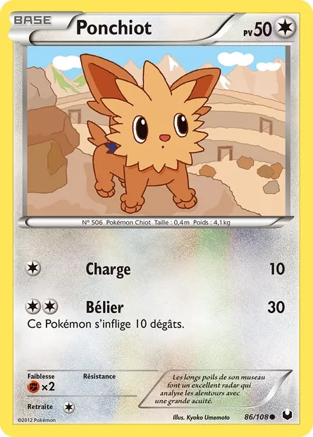 Ponchiot, carte Pokémon DEX 86 — extension Explorateurs Obscurs