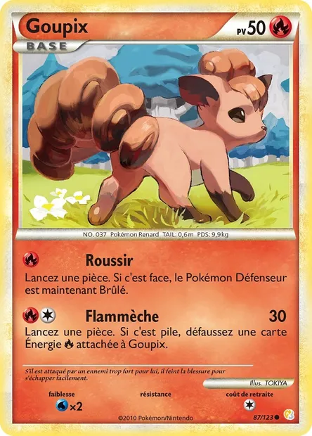 Goupix, carte Pokémon HS 87 — extension HeartGold SoulSilver
