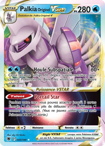 Palkia Originel VSTAR, carte Pokémon ASR 040 — extension Astres Radieux