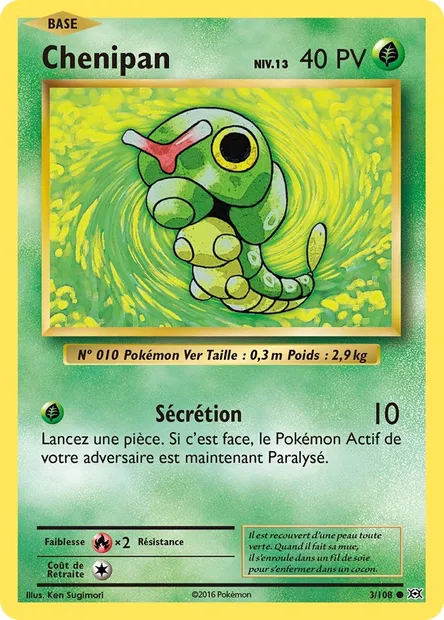Chenipan, carte Pokémon EVO 3 — extension Évolutions