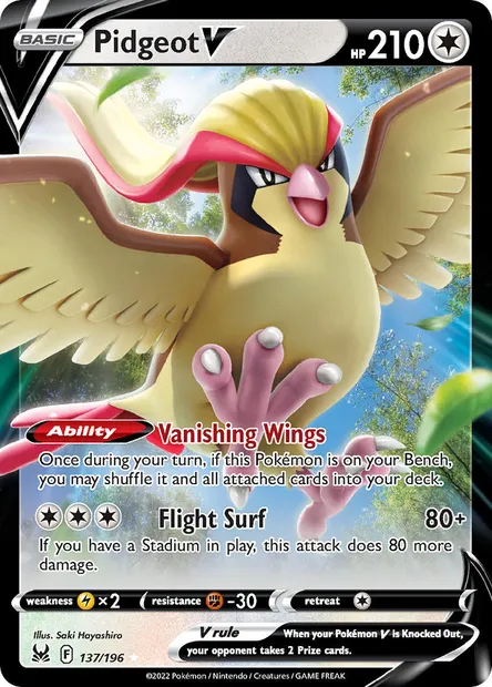 Pidgeot V, Pokémon card LOR 137 — Lost Origin set
