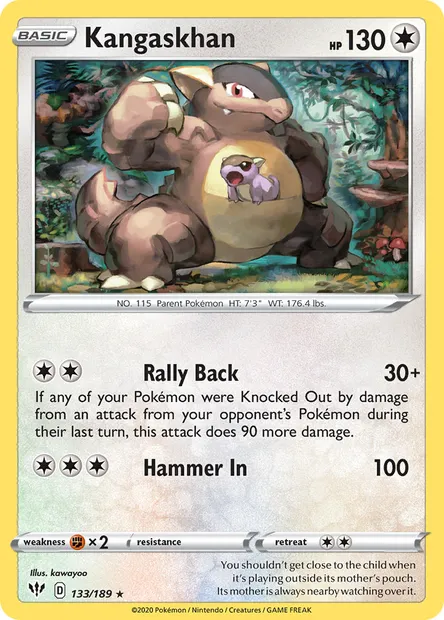 Kangaskhan, Pokémon card DAA 133 — Darkness Ablaze set