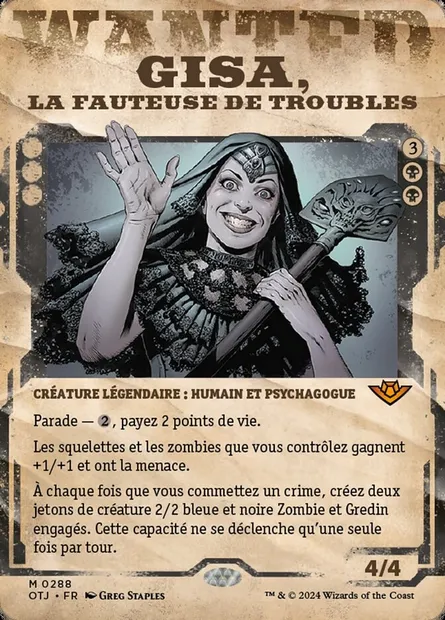 Gisa, la fauteuse de troubles, carte Magic OTJ 288 — extension Outlaws of Thunder Junction