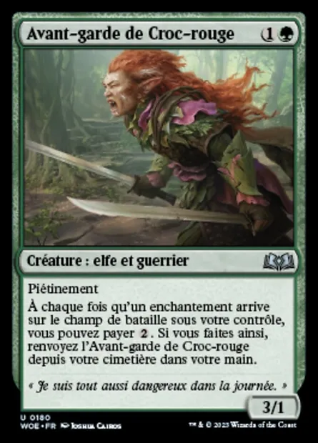 Avant-garde de Croc-rouge, carte Magic WOE 180 — extension Wilds of Eldraine