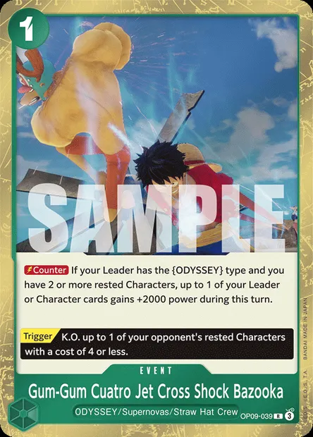 Gum-Gum Cuatro Jet Cross Shock Bazooka, One Piece card OP09-039 — EMPERORS IN THE NEW WORLD set