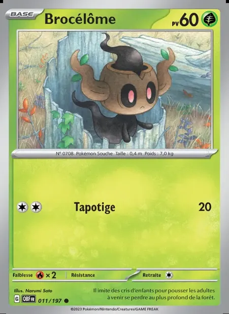 Brocélôme, carte Pokémon OBF 011 — extension Flammes Obsidiennes