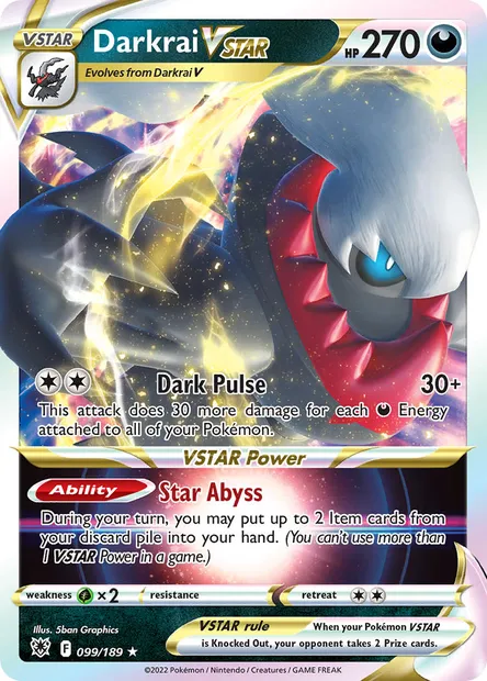 Darkrai VSTAR, Pokémon card ASR 099 — Astral Radiance set