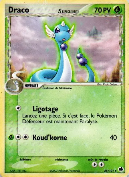 Draco δ, carte Pokémon DF 28 — extension EX Île des Dragons