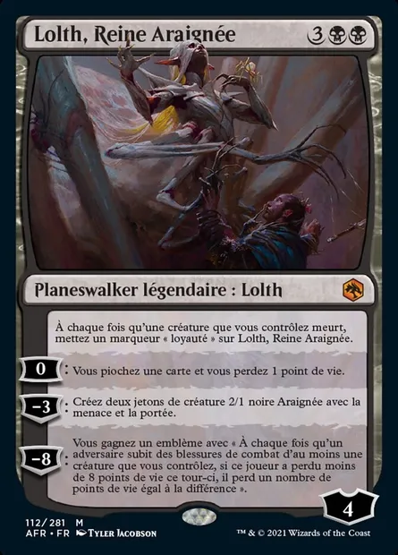 Lolth, Reine Araignée, carte Magic AFR 112 — extension Forgotten Realms: Aventures dans les Royaumes Oubliés