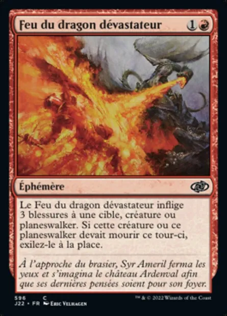 Feu du dragon dévastateur, carte Magic J22 596 — extension Jumpstart 2022